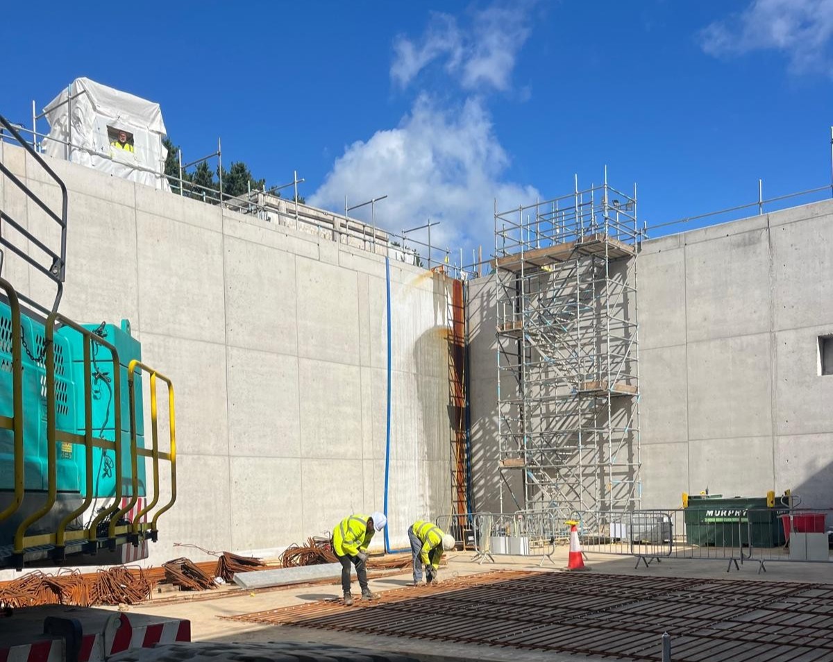 drone image of a building under construction.