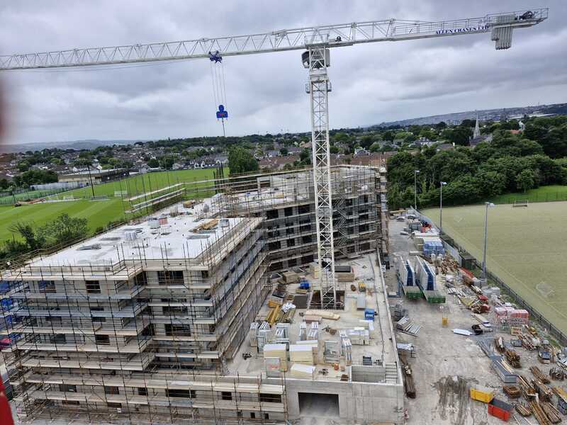 Side shot of Glenveagh homes and apartments in Cork under construction