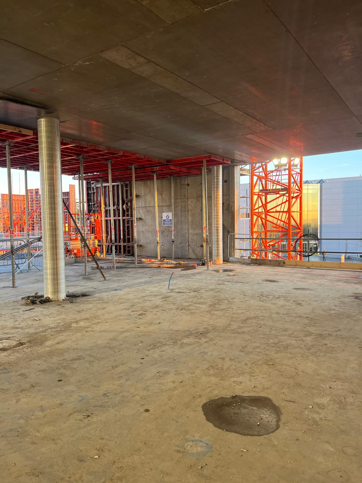 inside view of the level of a building under construction