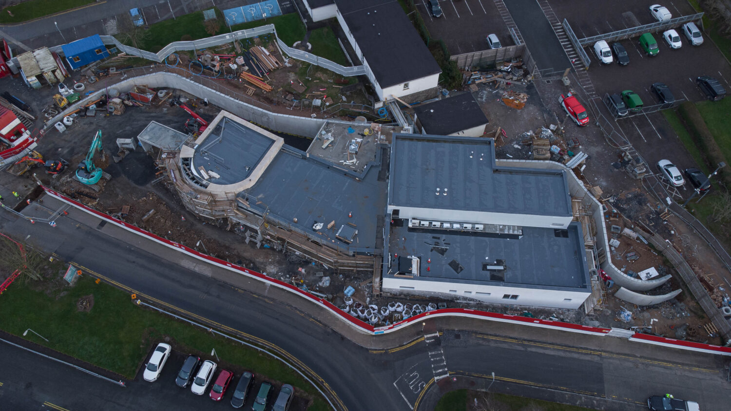 drone shot of a hospital under construction in Waterford Ireland